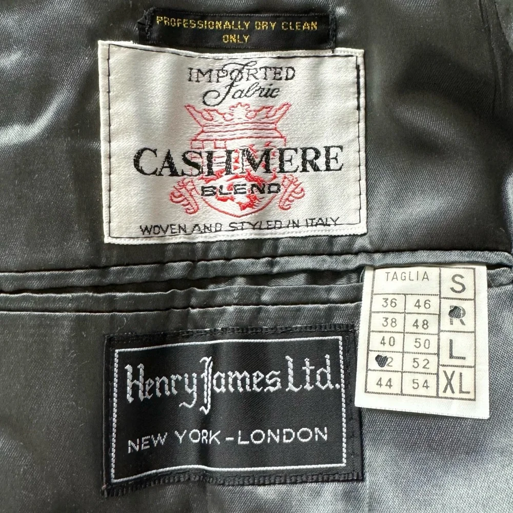 Mens Henry James Ltd Vtg Italy Cashmere Wool Three Button Long Overcoat Gray 42R - Picture 4 of 15